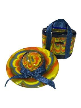 Stunning Fitz & Floyd Art Glass Menagerie South Beach Hat Purse Miniatures